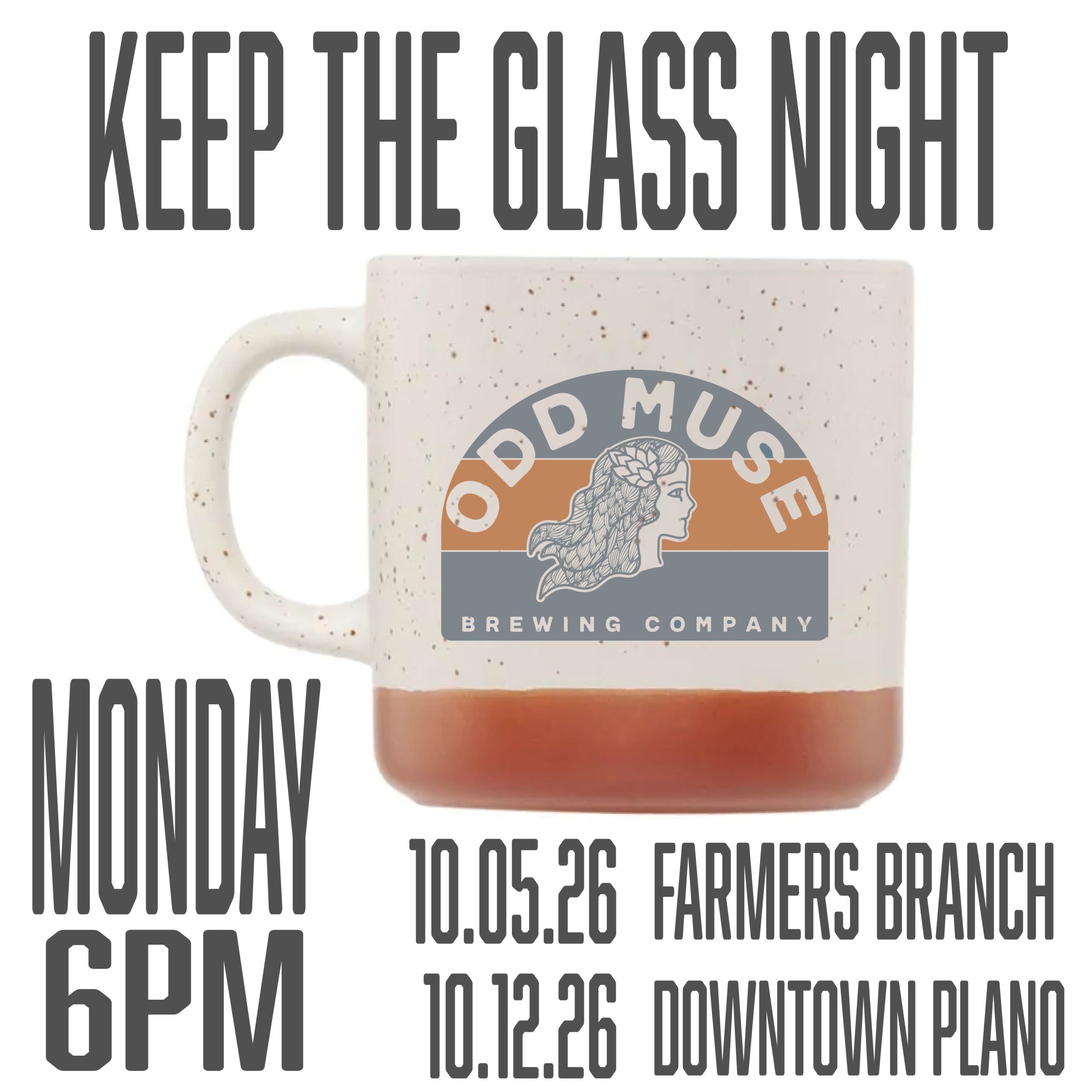 October Keep the Glass Night sunset coffee mug at ODD Muse Brewing Company