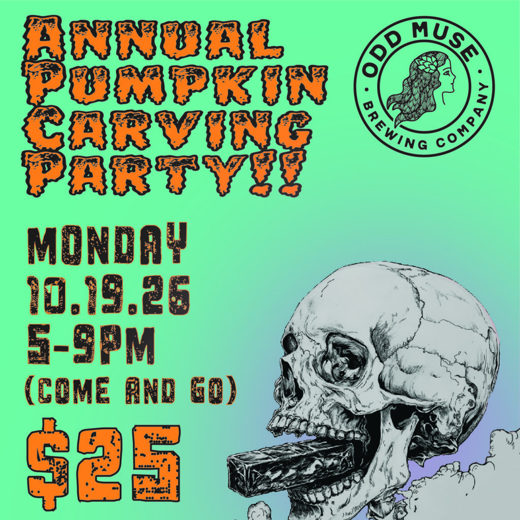 Annual Pumpkin Carving Party at ODD Muse Farmers Branch, Monday October 19, 2026, 5–9 p.m.